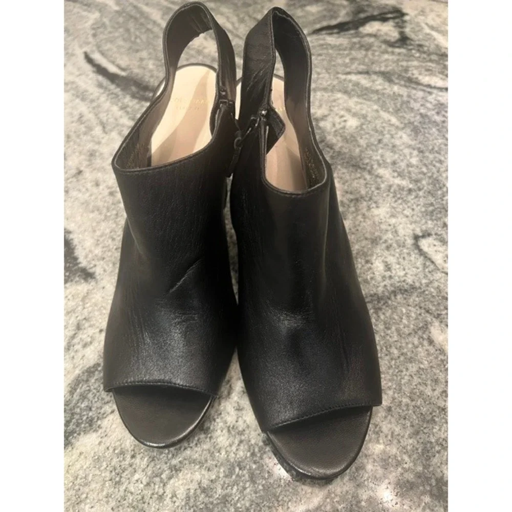 Cole Haan Peep Toe Slingback Shootie Women 10B Black Good Grand.OS D43093 Heel